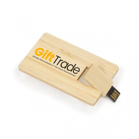 Pen Drive Cartão Bambu Ecológico Personalizado