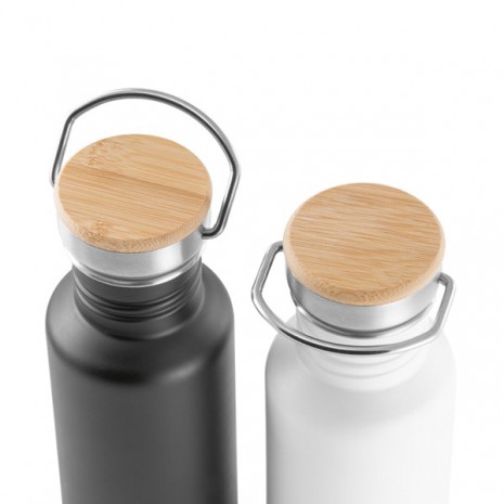 Squeeze de Inox 540ml Com Tampa de Bambu Personalizado Para Brindes